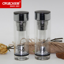New 217 double glass crystal transparent water cup creative gift cup manufacturers can customize LOGO