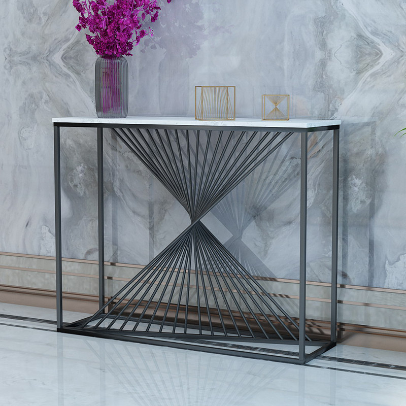 Nordic marble porch table modern minimalist side view platform light luxury new Chinese style wall bar case wrought iron porch cabinet
