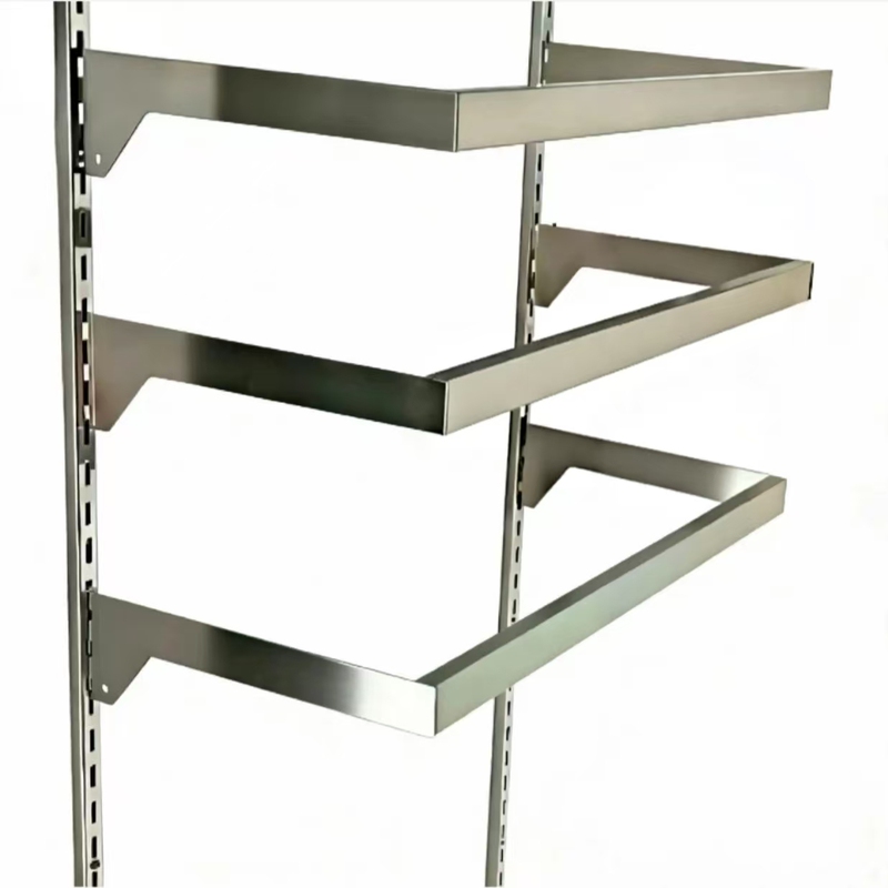 Clothing Assembly Side-Mounted Stainless Steel Display Rack, Black and White Jewelry Crossbar Hooks, Square Tube Left and Right Bracket Hooks
