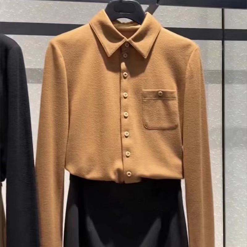 Brother Mall Same Style 2026 Spring and Autumn Shirt, High-End Modal Cotton Base Shirt, Women's Top 1300820