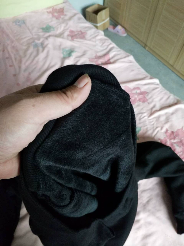 Áo cotton nam cộng với nhung mùa thu và áo len cổ tròn dày cộng với phân bón để tăng cộng với áo nhung dày ấm áp áo thun rộng