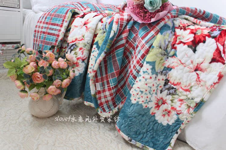 Mùa đông sang trọng bộ đồ giường flannel đồng cỏ chăn bông trải giường đệm bông tấm chăn bốn mùa phổ quát drap giường cotton