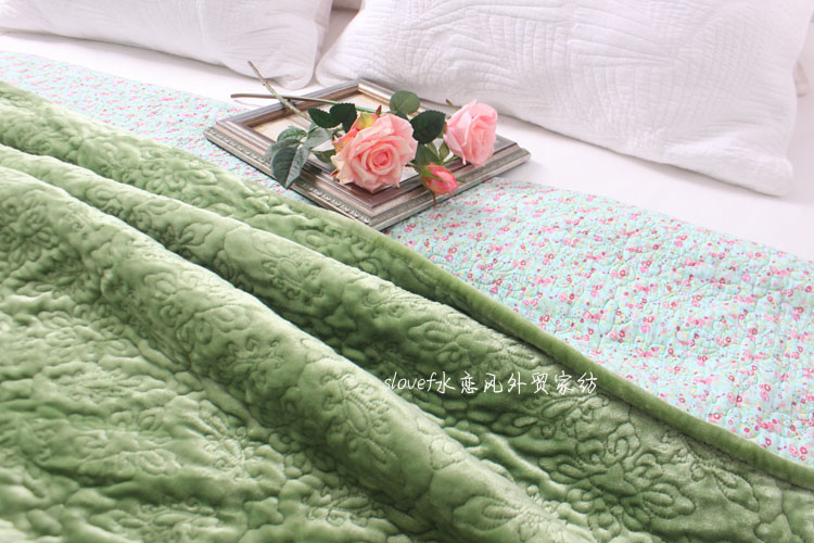 Winter giường sang trọng rửa sạch bông flannel chắp vá chăn mảnh duy nhất của khăn trải giường bông bìa dày mùa xuân và mùa thu mền mỏng - Trải giường thảm chân giường