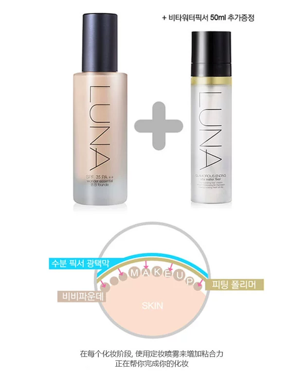 Hàn Quốc LUNA Supermodel Essence Foundation Kem che khuyết điểm dưỡng ẩm Lasting Makeup Spray Kem che khuyết điểm Trang điểm Không trang điểm Làm sáng - Nền tảng chất lỏng / Stick Foundation