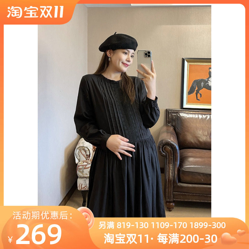 PEIPEI Pepe maternity dress autumn cotton small loose loose late pregnancy ethnic style autumn fashion dress