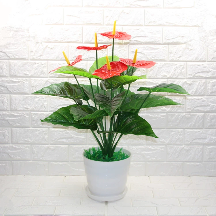 Mô phỏng hoa giả, cây xanh, trang trí nội thất, sàn nhựa xanh lá cây cảnh anthurium bonsai phòng khách lớn - Hoa nhân tạo / Cây / Trái cây