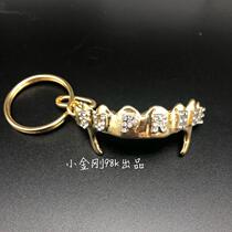 Presupreme 19SS Fronts Keychain large gold tooth water drill key buckle key chain hip hop black