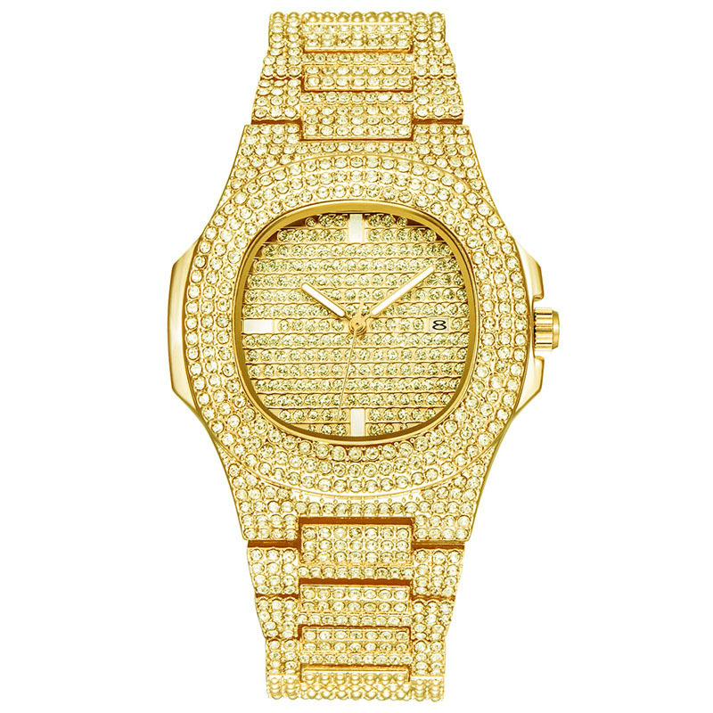 Hip-Hop Gold Glittery Small Gold Watch Hip-Hop Watch Full of Diamonds Quartz Watch for Men and Women Students Quartz Watches Hip-Hop Gold Glittery Small Gold Watch Hip-Hop Watch Full of Diamonds Quartz Watch for Men and Women Students Quartz Watches