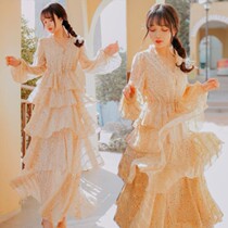 Pregnant woman dress Super fairy chiffon knee long dress summer beach dress 2020 new spring and autumn fashion cake dress tide