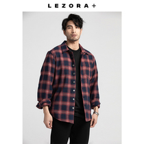(Mid-year promotion)LEZORA linen sense cotton Welsh plaid pocket long-sleeved plaid shirt jacket