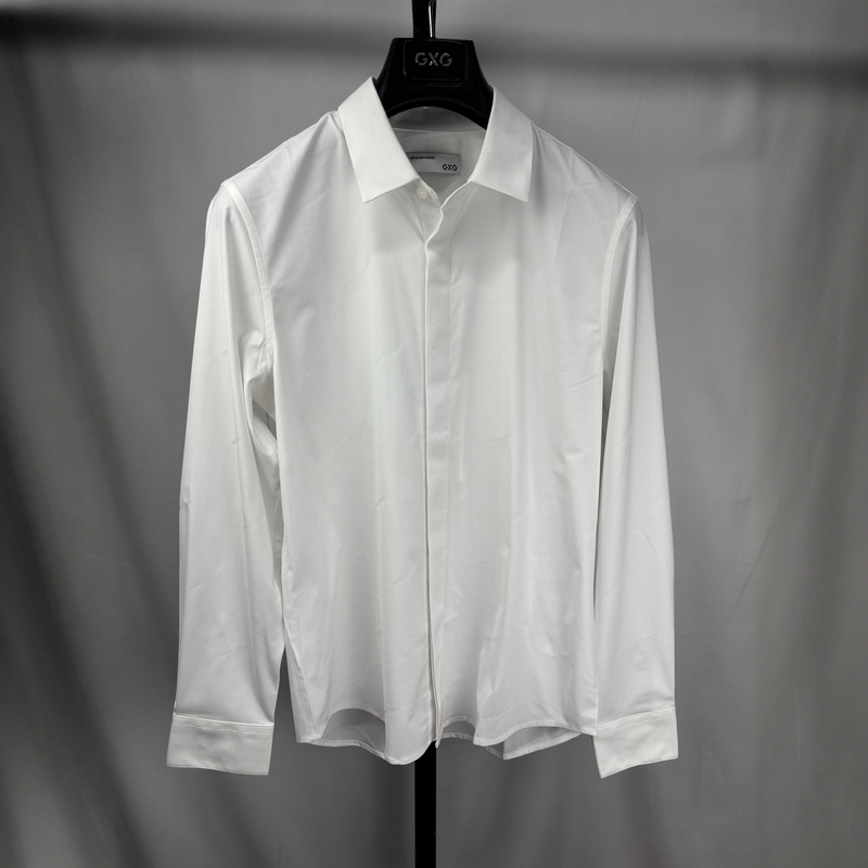 Gxg Men's Clothing, Same Style White Jacquard Long-Sleeved Shirt from the Mall, 2024 Spring New Product Gfx10301361