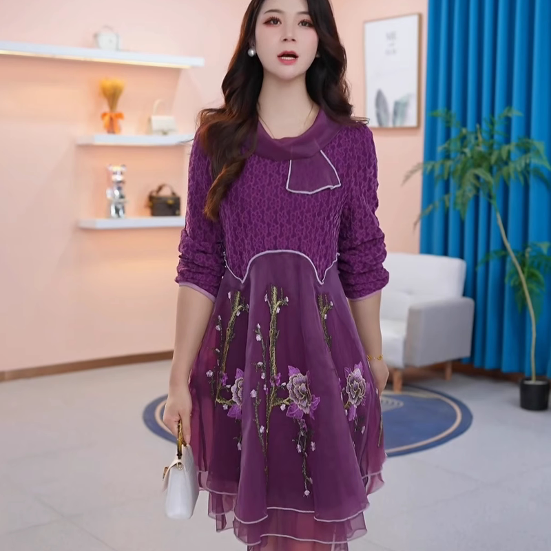 Purple Long-Sleeved Dress for Women 2026 New Early Autumn Popular Style This Year, Elegant and Noble Ladylike Dress Purple Long-Sleeved Dress for Women 2026 New Early Autumn Popular Style This Year, Elegant and Noble Ladylike Dress
