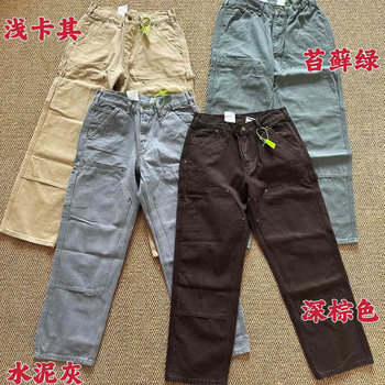 Kahajia b136 washed distressed canvas overalls