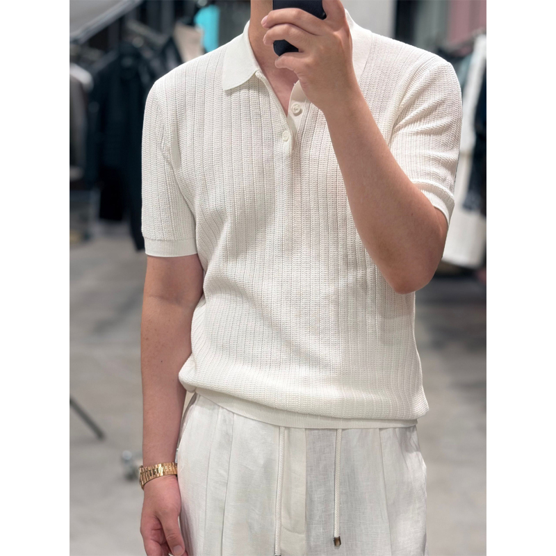 Lacaliffa “English Polo Shirt 100% Long-Staple Cotton Chain Weave” Seagull Collar Old Money Polo Shirt for Men Lacaliffa “English Polo Shirt 100% Long-Staple Cotton Chain Weave” Seagull Collar Old Money Polo Shirt for Men