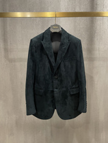 LA CALIFFA Sexy President Monet Green hand-arched needle suede lambskin slim suit
