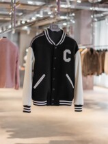 LA CALIFFAold school panda color matching HEDI C wool and calf leather baseball jacket