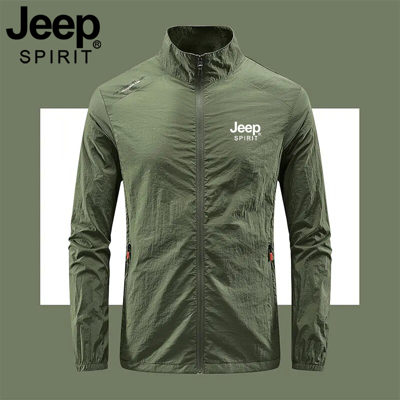 Jeepspirit Lightweight Sun Protection Clothing for Men, Summer Ice Silk Breathable Skin Clothing, Outdoor Fishing Clothing Jacket, Trendy