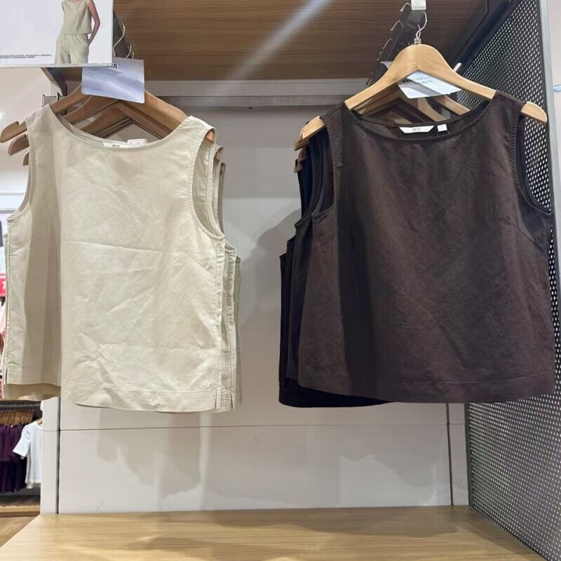Women's Linen Blend Shirt Sleeveless Shirt Solid Color Simple T-Shirt Summer New Style 479966/483890 Women's Linen Blend Shirt Sleeveless Shirt Solid Color Simple T-Shirt Summer New Style 479966/483890