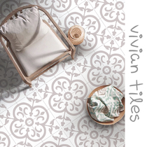 Vivian Nordic bathroom kitchen vintage gray tiles 300 bathroom wall and floor small flower pieces non-slip floor tiles