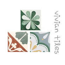 Nordic light green flower pattern tiles Kitchen restaurant balcony floor tiles bathroom bathroom background wall tiles 200