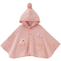 Japanese single miki spring and summer single childrens cotton hooded single-breasted cute cloak windproof outing coat cloak cotton