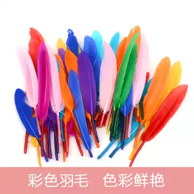 Feather kindergarten handmade diy feather large color feather paste children Creative Art beauty decoration New