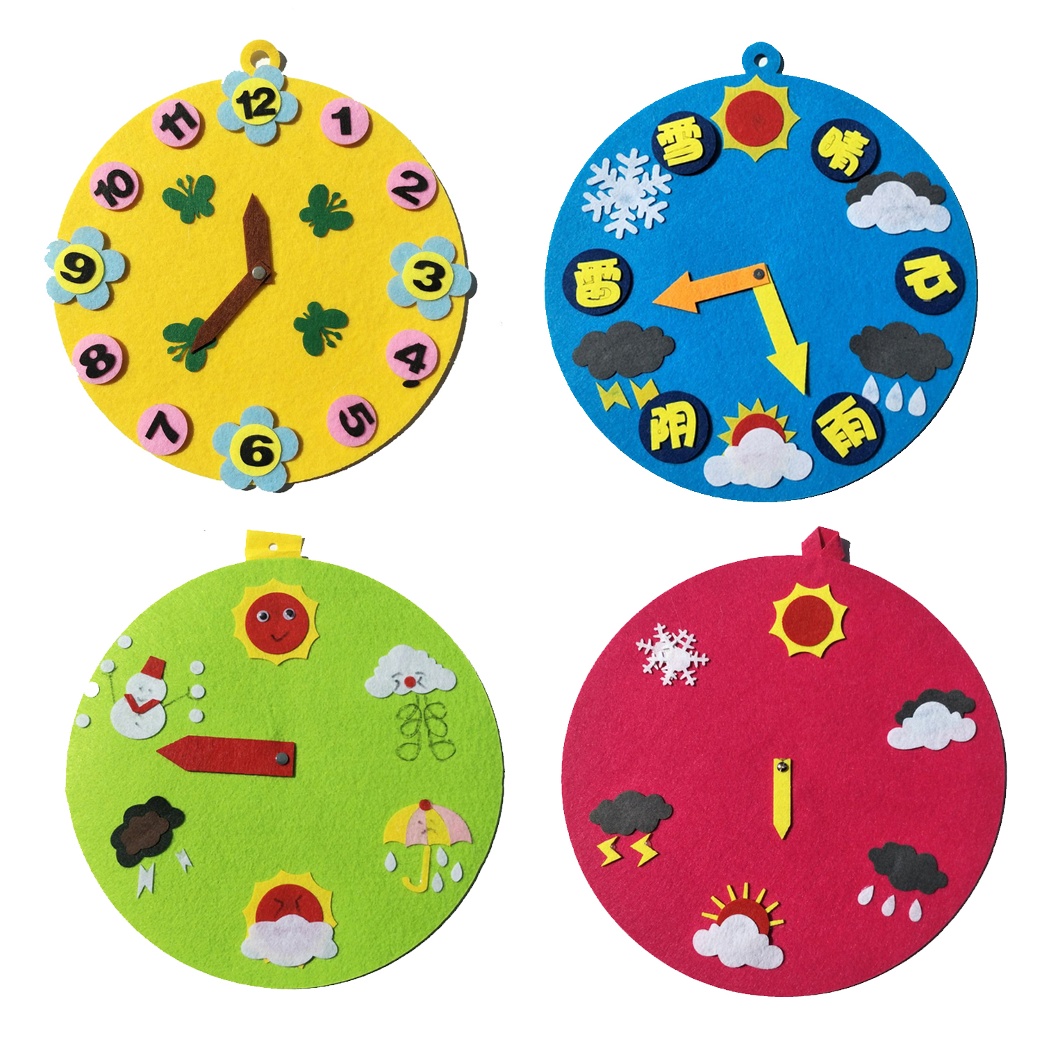 Non-woven handmade decorative materials kindergarten weather clock teaching aids time weather clock children's early education handmade
