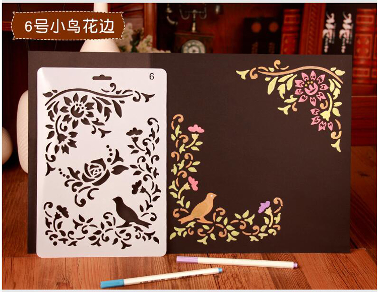 Ren thước kẻ cai trị công cụ vẽ mẫu rỗng vẽ stprint bức tranh mẫu giáo mẫu vật liệu tự làm - Tự làm khuôn nướng khuôn nhựa làm bánh