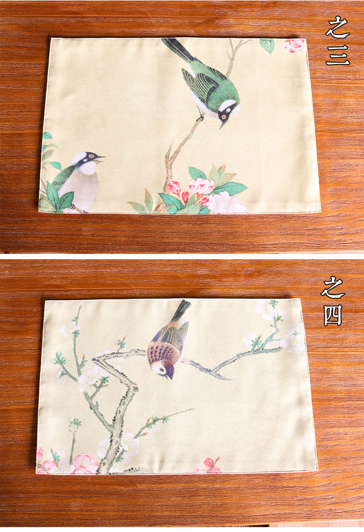 Trung Quốc placemat vải in bảng cách nhiệt pad bát mat coaster bảo vệ trang trí hoa chim bộ đồ ăn pad tấm pad khăn trải bàn dưới kính
