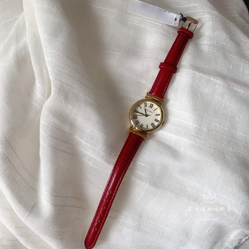 Anne Klein Red Leather Watch Roman Retro Exquisite Ak2246Crrd
