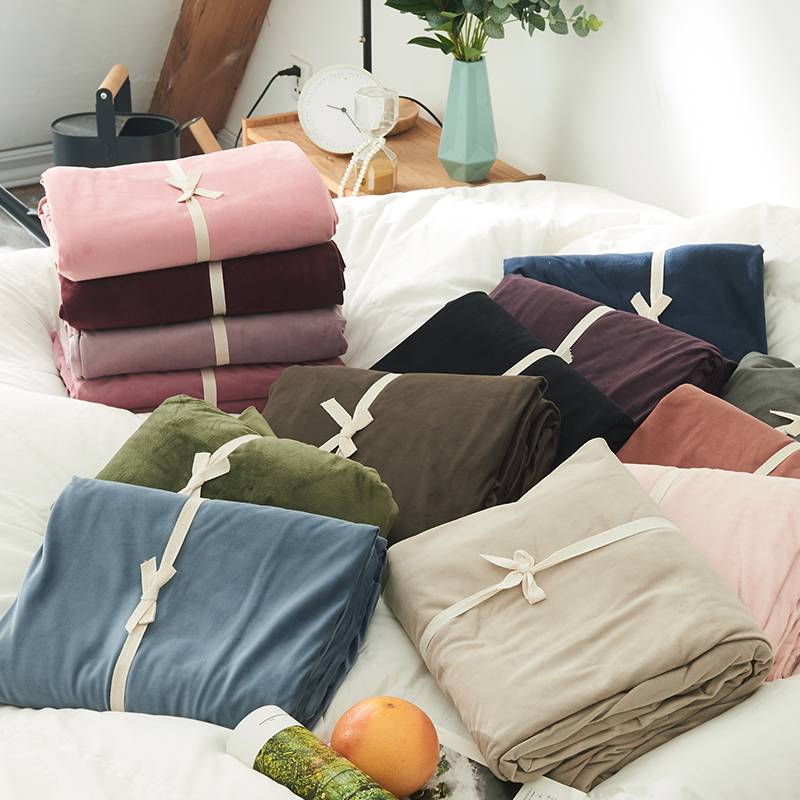 Autumn Winter Sky Goose Down Thickened Warm Quilt Cover Single Piece Day Style Pure Color Get Single Quilt Cover 200x230cm Double