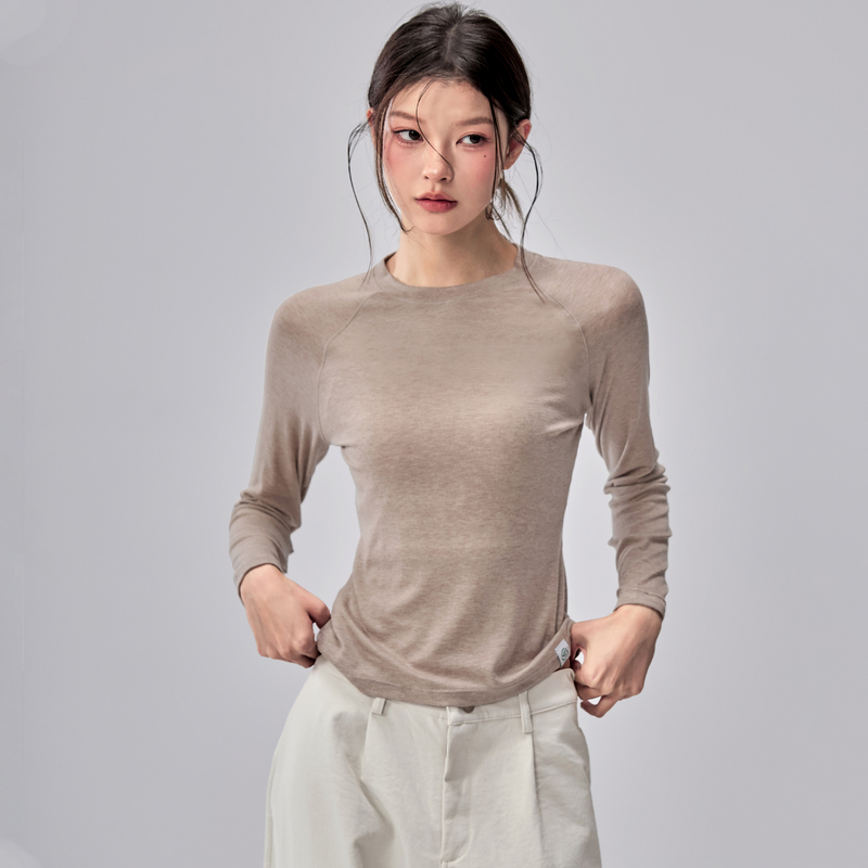 Merino Wool Long-Sleeved Yoga Clothes for Women, Elastic and Soft Fitness Clothes, Slim and Simple Outer Wear Sports Tops for Autumn and Winter