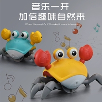 Douyin jouet à induction de crabe électrique pour enfants évitement dobstacles simulation de rampement évasion musique légère charge transfrontalière