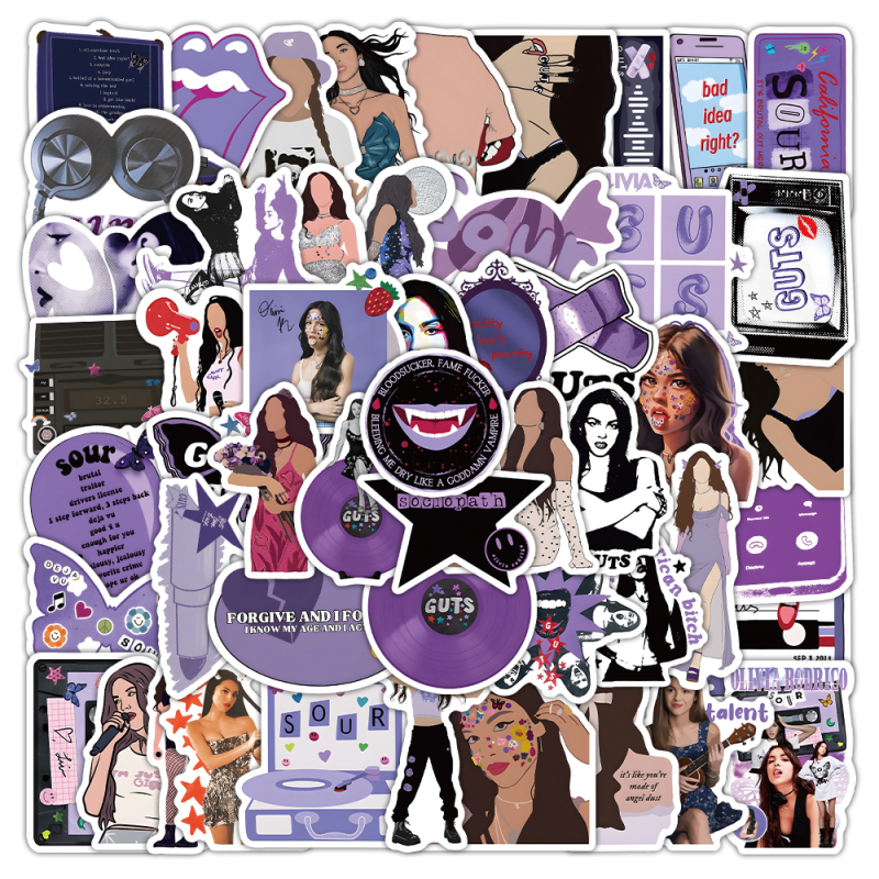 106 Olivia Rodrigo Female Celebrity Stickers with High-Quality Visual Appeal and Merchandise Stickers