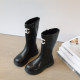 Girls boots 2022 autumn and winter new girls plus velvet fashion boots British style ins small fragrance style children's high boots