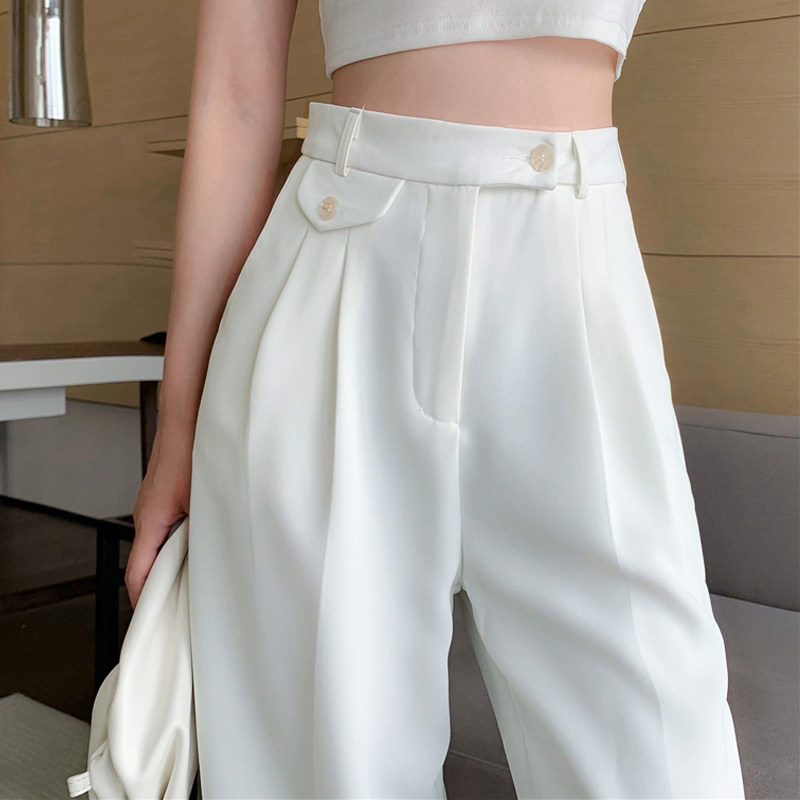 Design Sense the niche pants pants broad legs high - waist perception 2023 new summer thin straight tube suit pants