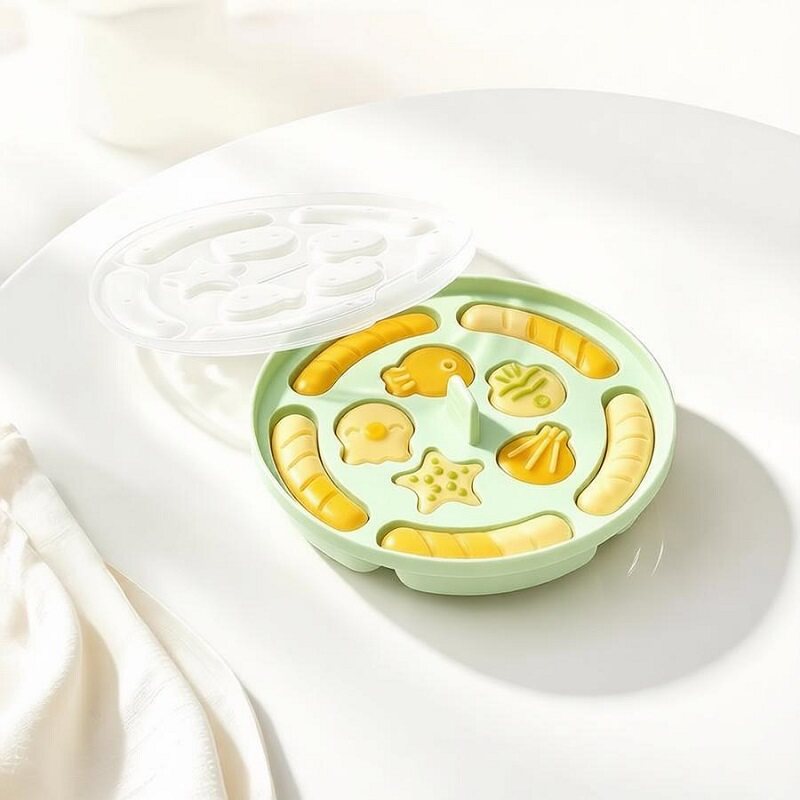 易优家宝宝蒸糕模具食品级婴儿香肠模具可蒸煮硅胶辅食工具圆形