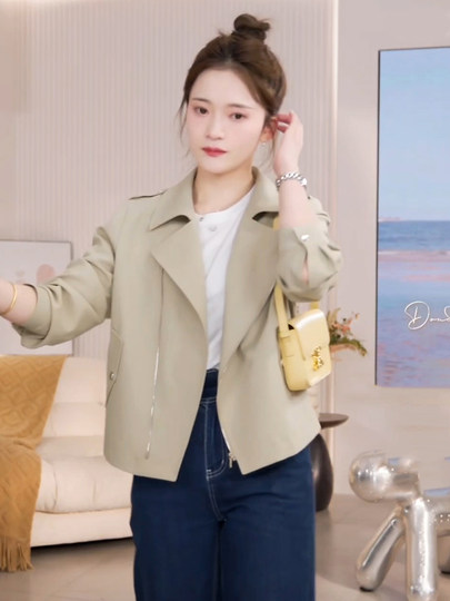 小个子女士外套短款风衣新款韩版春秋款网红外套修身夹克休闲百搭