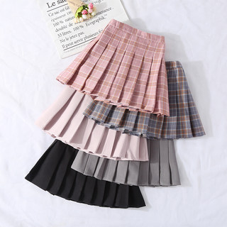 Children's pleated skirt preppy style girls plaid short skirt