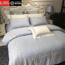 LXRXDD net red pattern pure cotton sheet embroidery quilt cover Nordic style twill Tencel bed sheet pure cotton four-piece set