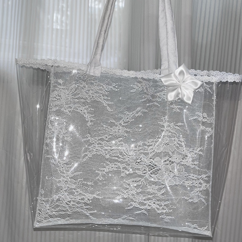 【Xinyi】In Stock: Transparent Lace Pvc Floral Shoulder Bag