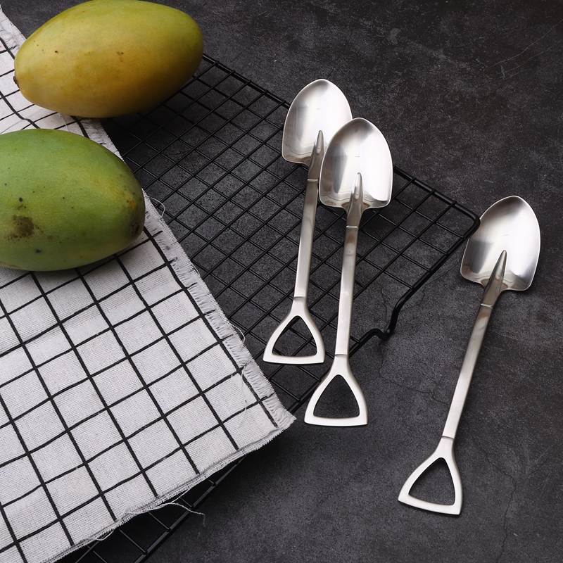 Creative Iron Shovel Spoon 18-10 Stainless Steel Main Dining Spoon Adult Rice Spoon Sweet Spoonful Spoon Cute Scoop Spoon Small Coffee Spoon