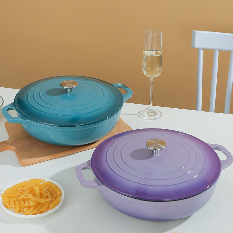 Japanese enamel pot stewed and baked pot Seafood pot Cast iron pot Multi-function mommy pot stewed pot Induction cooker wok 30cm