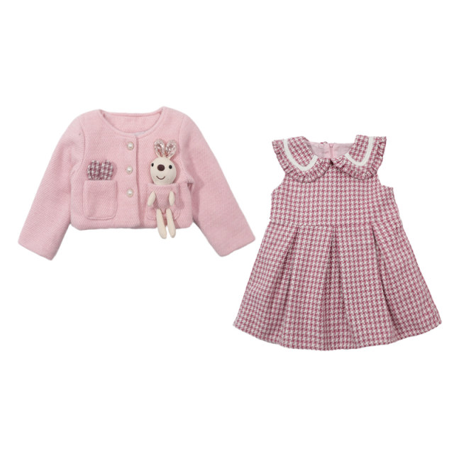 Girls dress autumn and winter style 2022 new children's autumn and winter dress princess skirt girls baby quilted two-piece suit