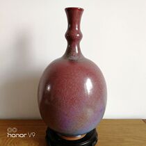 Shenyuan Jun kiln Jun porcelain Zhai Qun hand pull embryo hand signed coal roasted large bamboo knot sky ball bottle ornament handicraft collection