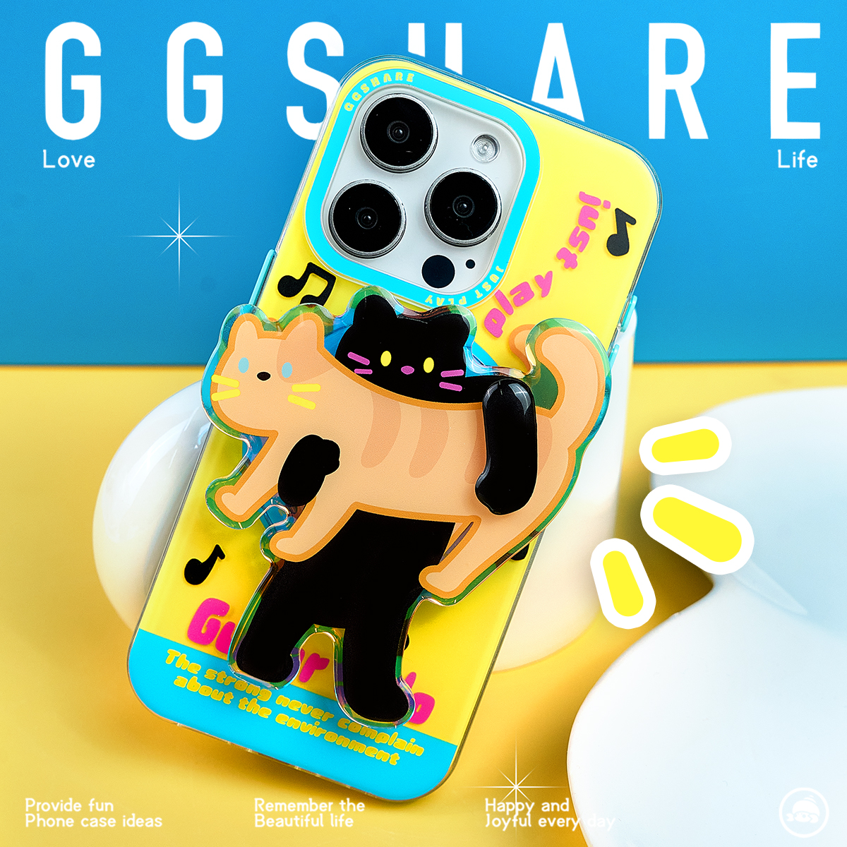 ヤドカリギターキャットオリジナルマグネット式電話ケース、スタンド付き、iPhone 16、Apple 15 Pro Max電話ケース13、新しい14、ニッチな高級、かわいい、面白い、シェルにぶつからない