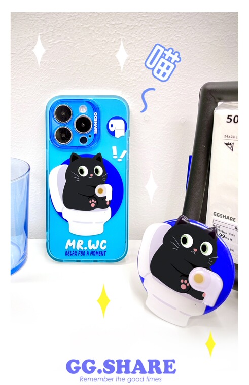 3D Toilet Cat Magnetic Matte Kickstand Folding Stand Funny Unique Cute Girls , 12 15, 14, 13 iPhone Case