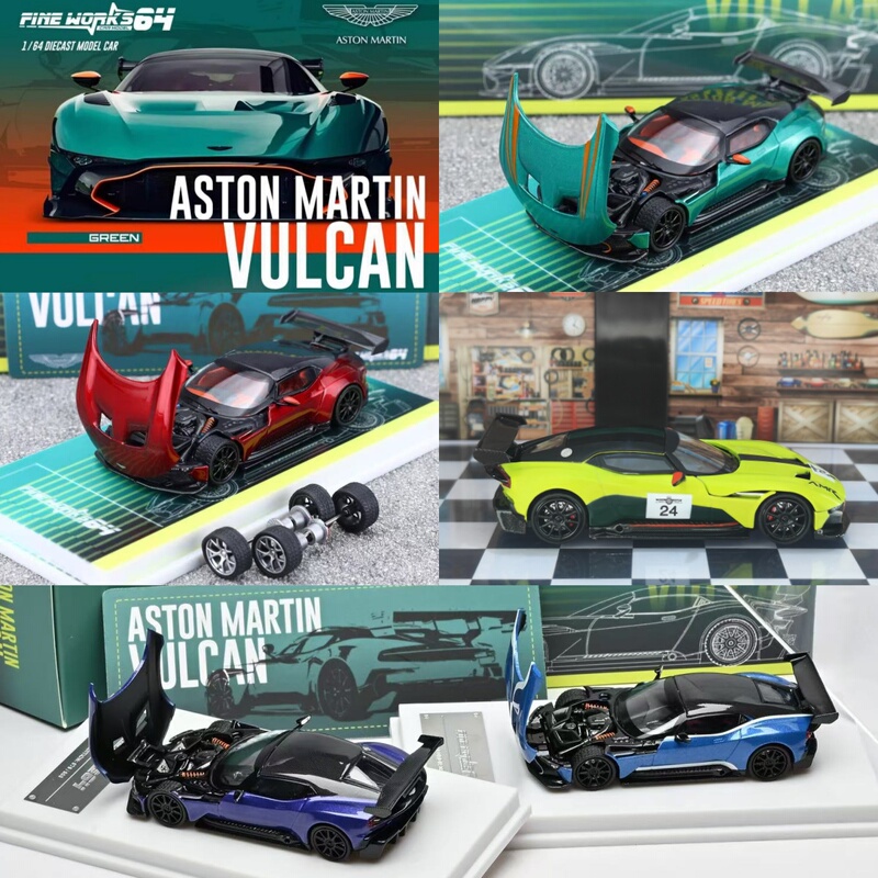 In Stock Fine Works 1:64 Aston Martin Vulcan Vulcan Volcano Openable Alloy Car Model Fw