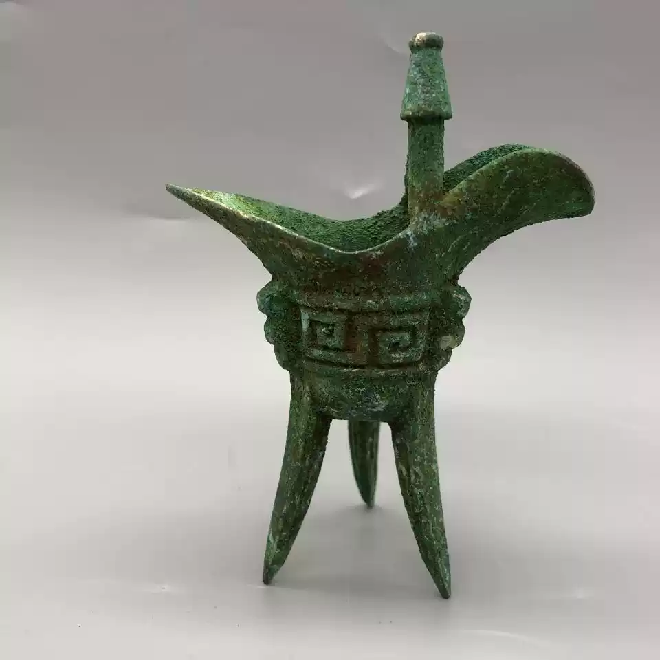 古玩收藏古代秦朝青铜酒杯爵杯家居摆件父辛爵青铜酒杯