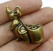 Copper mouse pull money bag pendant solid brass lucky mouse key chain copper pendant copper gold mouse copper pendant